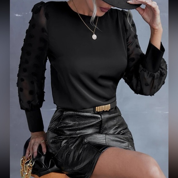 Boho dot mesh sleeve blouse - Picture 5 of 5